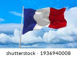 Large French Flag Waving In The ...