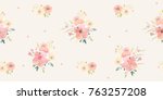 watercolor floral pattern. cute ... | Shutterstock .eps vector #763257208