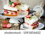 Small photo of Fresh strawberry whipped cream biscuit layered cake