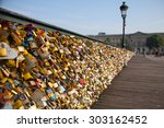 Love locks on Arts Bridge, Paris