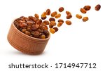 Raisins In Wooden Bowl Isolated ...