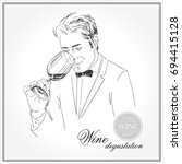 sommelier  waiter  man holding... | Shutterstock .eps vector #694415128