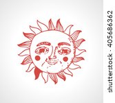 smiling vintage red sun. vector ... | Shutterstock .eps vector #405686362