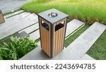 A Square Shaped Wooden Trash...