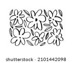 chamomile hand drawn black... | Shutterstock .eps vector #2101442098