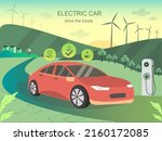 electric car surrounded by... | Shutterstock .eps vector #2160172085