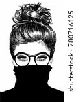 beautiful woman with messy bun... | Shutterstock .eps vector #780716125