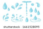 Water drops. Cartoon tears, nature splash elements. Isolated raindrop or sweat, wet droplets of dew shapes. Isolated aqua vector icons