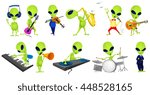 set of green aliens singing and ...