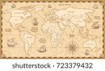 Vector Antique World Map With...