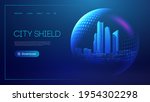 city shield blue futuristic... | Shutterstock .eps vector #1954302298