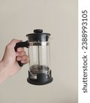 Small photo of The French press brewing process is straightforward. Coarsely ground coffee is steeped in hot water, and after a few minutes, the plunger is pressed down to separate the coffee grounds from the liquid
