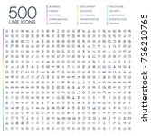 vector illustration of 500 thin ... | Shutterstock .eps vector #736210765