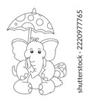 Cartoon Cute Elephant With...