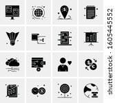 16 universal business icons... | Shutterstock .eps vector #1605445552