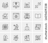 16 universal business icons... | Shutterstock .eps vector #1605609238