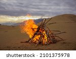Bonfire On The Sand Dunes In...