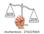 Small photo of Hand drawing Pareto Principle scale concept with black marker on transparent wipe board isolated on white.