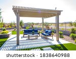 Rear Patio Pergola With Wooden...