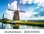 Traditional Dutch Windmill Near ...
