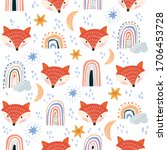 kids seamless pattern with cute ... | Shutterstock .eps vector #1706453728