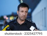 Small photo of Chisinau, Moldova - June 30, 2023: The Chief of the General Police Inspectorate of the Republic of Moldova, Viorel Cernauteanu, at the Chisinau International Airport