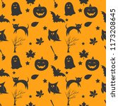 seamless halloween pattern with ... | Shutterstock .eps vector #1173208645