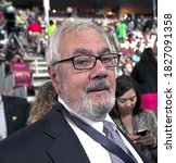 Small photo of Philadelphia, Pennsylvania, USA, 27th July, 2016 Former congressman Barney Frank (D-MA) mingles with celebs on the floor of the Democratic National convention