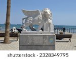 Small photo of Larnaca, CY - September 17th 2022 Statue of winged lion at Larnaca beach esplanade, Cyprus