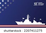 Us navy birthday on october 13th blue background with copy space, perfect for office, banner, company, landing page, background, social media wallpaper and more