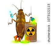 a giant cockroach drinks a... | Shutterstock . vector #1073122115