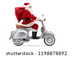 Santa Claus With A Sack Riding...