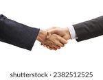 Worker shaking hands with businessman isolated on white background