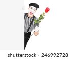 Mime Artist Holding A Red Rose...