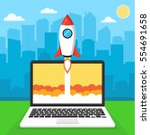 successful startup business... | Shutterstock .eps vector #554691658