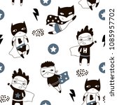seamless pattern with cute boy... | Shutterstock .eps vector #1085957702