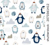 Cute Seamless Penguin Patterns. ...