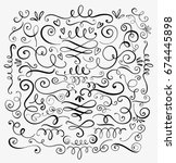 hand drawn decorative curls and ... | Shutterstock .eps vector #674445898