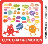 cute chat   emotion signs.... | Shutterstock .eps vector #39098239