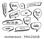 set of hand drawn speech bubble ... | Shutterstock .eps vector #596122628