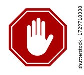 red stop hand block octagon... | Shutterstock .eps vector #1729718338