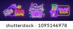 big set neon sing. game room... | Shutterstock .eps vector #1095146978