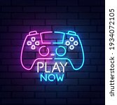 play now neon sign  bright... | Shutterstock .eps vector #1934072105