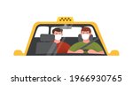 chauffeur and client in taxi.... | Shutterstock .eps vector #1966930765