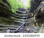 Small photo of Oglesby, Illinois - June 23, 2023: Starved Rock State Park in IL with Natural Canyons and Waterfalls