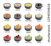 Sauce And Condiment Icon Set...