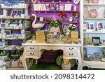 Small photo of Lacock, Chippenham, UK - December 16, 2018: Bedroom decorations on sale in Whitehall garden centre, near Lacock in Wiltshire, England.