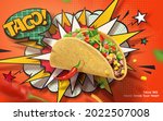 3d spicy taco ad banner in... | Shutterstock .eps vector #2022507008