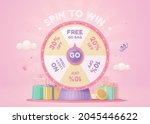 3d pink fortune spinning wheel... | Shutterstock .eps vector #2045446622