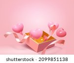 3d heart shape balloons and... | Shutterstock .eps vector #2099851138